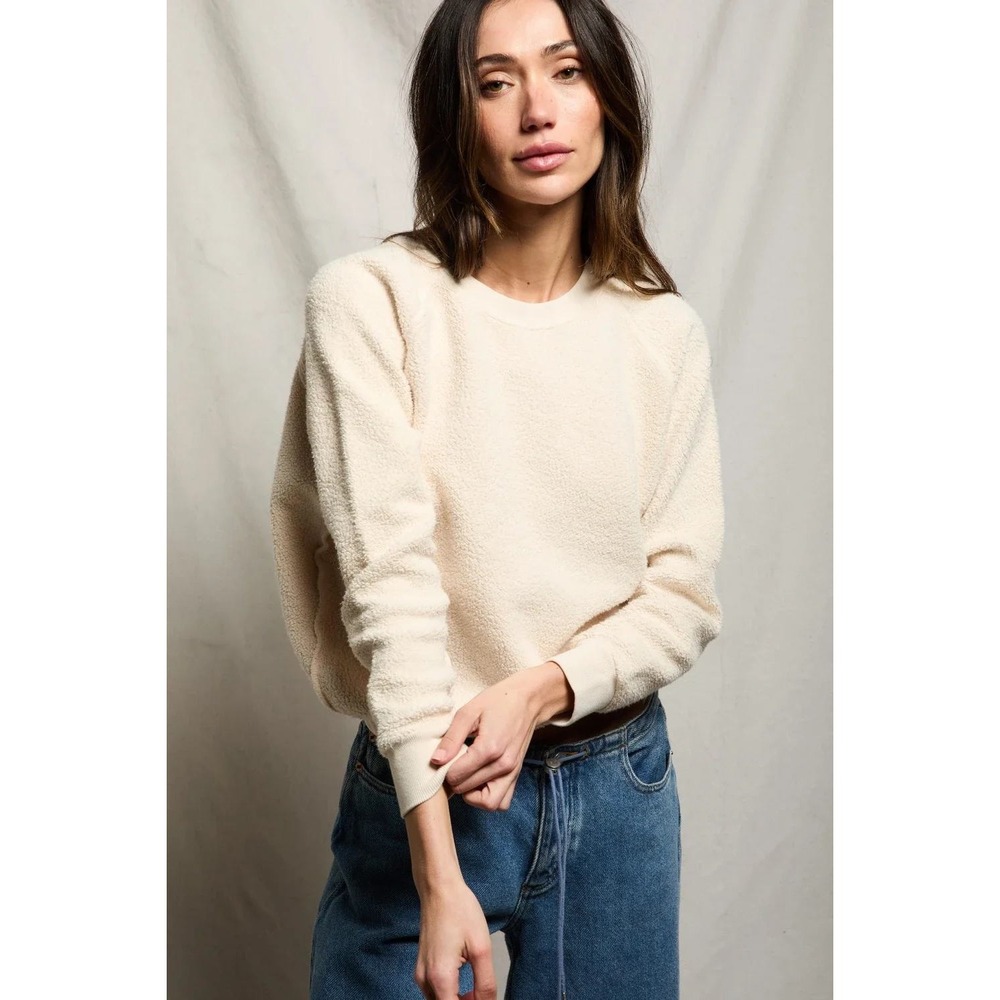 NWT Perfect White Tee Ziggy Fleece Crew Neck Sweatshirt Sugar M perfectwhitetee